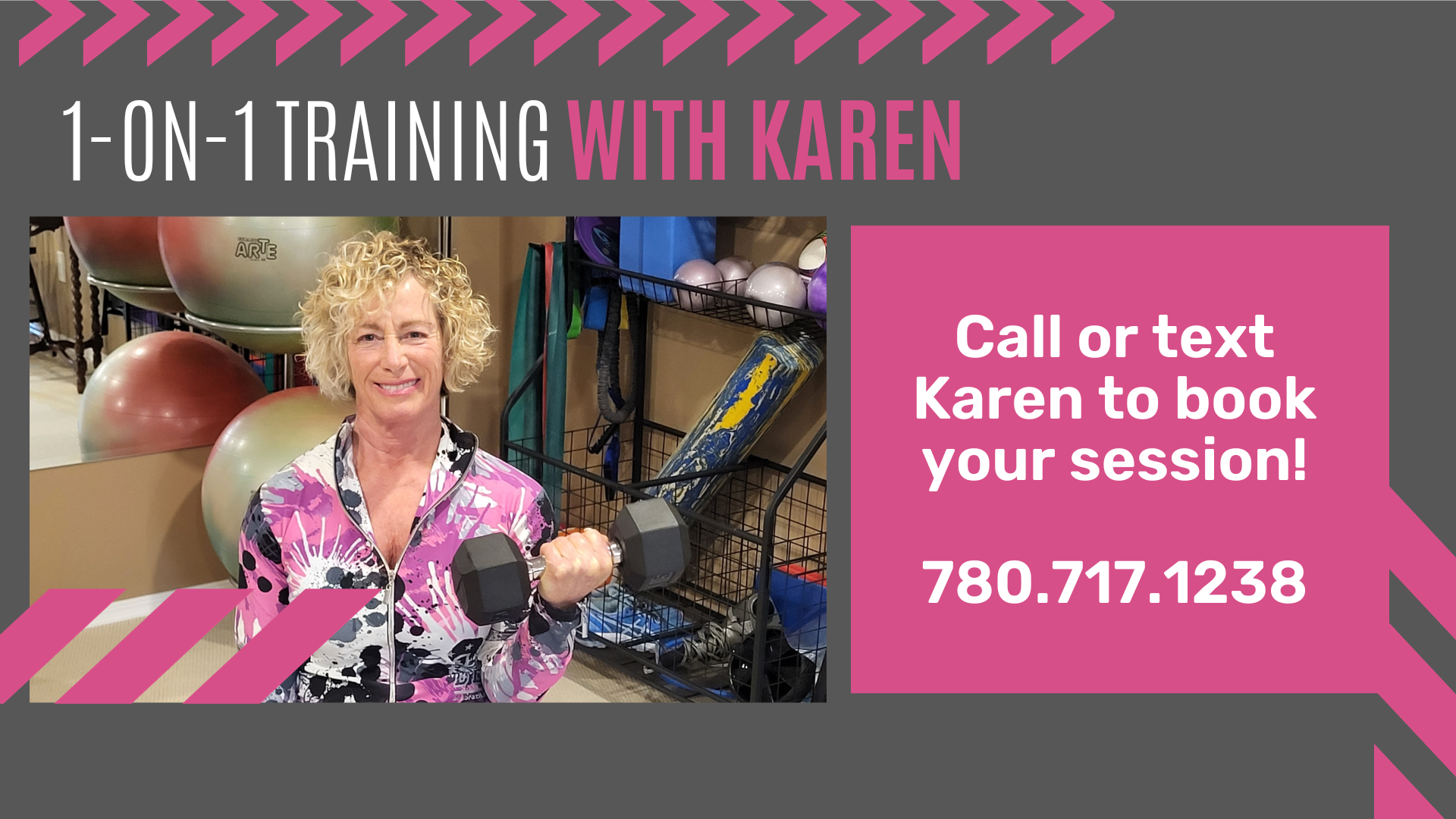 1 on 1 training with Karen Call or Text Karen to book your session 780-717-1238